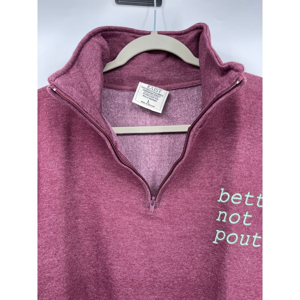 Exist Mens Heather Burgundy Purple Long Sleeve 1/4 Zip Pullover Sweatshirt NEW L - Picture 3 of 11